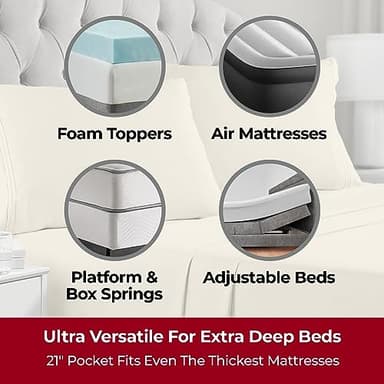 Mellanni Extra Deep Full Sheets - 4 PC Iconic Collection Bedding - Hotel Luxury, Ultra Soft, Cooling Bed Sheets - Wrinkle, Fade, Stain Resistant (Full, Golden Ivory) - Image 2