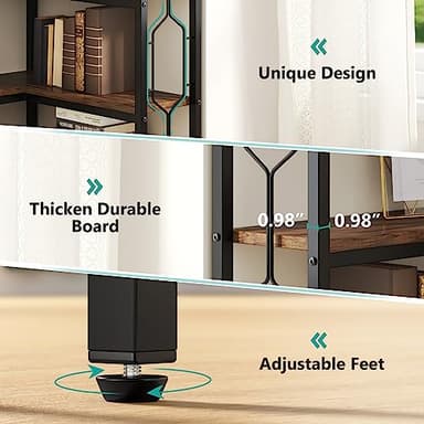 Tribesigns Corner Shelf, 7-Tier Industrial Corner Bookshelf, Wood and Metal Etagere Bookcase, Freestanding Display Shelf for Living Room, Kitchen, Home Office, Rustic Brown - Image 10