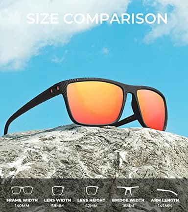 KALIYADI Polarized Sunglasses Men, Lightweight Mens Sunglasses Polarized UV Protection Driving Fishing Golf (Black/Ice Blue/Red) - Image 4