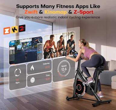 Exercise Bike, Adjustable Magnetic Resistance Stationary Bikes for Home with App Compatible, Quiet Indoor Cycling Bike with 350lbs Weight Capacity Comfortable Seat, Digital Monitor & Phone Mount - Image 2