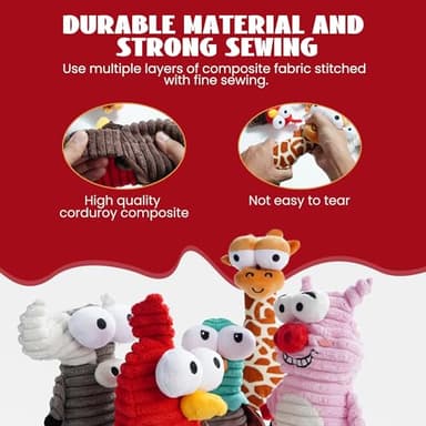Nocciola 5-Pack Squeaky Dog Toys, Durable Stuffed Critter Zoo Dog Toys with Unique Squeak Sounds to Keep Dogs Busy, Puppy Toys for Small, Medium, and Large Dogs - Image 6