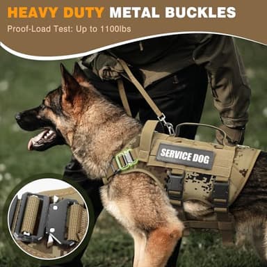 WINSEE Service Dog Vest Harness for Large Dog, Tactical Working MOLLE Vest with 10 Pet Patches, No Pull Heavy Duty Harness for Training Walking - Image 2