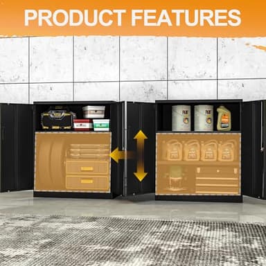 BESFUR Metal Storage Cabinet 36" H, Black Steel Locking Cabinet with 2 Lockable Doors and 2 Adjustable Shelves for Home Office, Garage, School, Apartment, Warehouse - Image 4