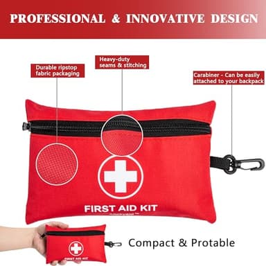 Atickyaid Mini First Aid Kit - 140 Piece Small First Aid Medical Kit for Car, Home, Office, Travel, Camping, Sports, Outdoor, School - Emergency First Aid Supplies and Survival Kit - Image 4