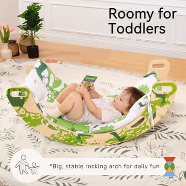 Wingyz 8-in-1 Pikler Triangle Set with Cushion-Wooden Baby Climbing Toys with Arch, Ramp & Ladder | Montessori Toddler Climber Indoor Jungle Gym for 1-3 Year Olds (Green) - Image 9