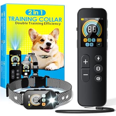 2 in 1 Dog Shock Collar & Dog Bark Collar, 4200 FT Dog Training Collar with Remote,3 Training Modes & Light for Night Walks,IP67 Waterproof Smart Anti Barking E-Collar with Adjustable Sensitivity - Image 1