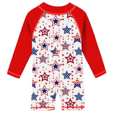 Funnycokid Baby Boy Swimsuit 4th of July Toddler Bathing Suit Patriotic Rash Guard One Piece Swimwear UPF 50+ Sunsuits 6-12 Months,04 - Image 2
