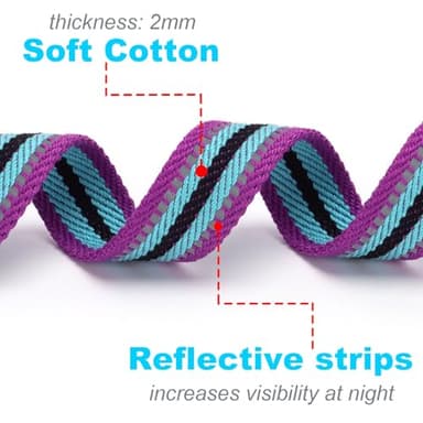 Mycicy Soft Cotton Dog Leash, 6 FT Lightweight Dog Lead for Dogs Training, Reflective- Padded Handle for Small Medium Large Dogs Outdoor Walking (Purple-L) - Image 5