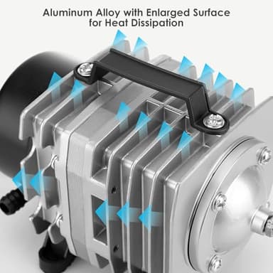 FUMAK Aquarium Air Pump with Aluminum Housing, Commercial Air Pump with 6-Outlet Air Manifold, Pond Aerator Fish Tank Bubbler for Aquarium, Pond, Hydroponics (1000GPH-30W) - Image 3