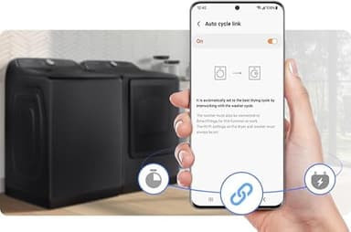 Samsung Smart 4.7 Cu Ft Top Load Washer & 7.4 Cu Ft Electric Dryer, Sensor Stops Overdrying, Low Vibration Quiet Wash, WaterJet w/Power Cords, Hoses, Vent Duct, 1 Year CPS Protection Bundle (Black) - Image 5
