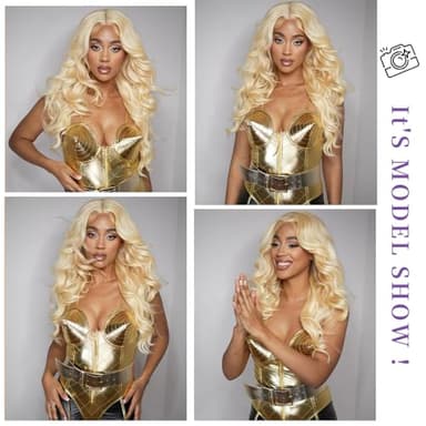SEMANK 613 13x6 Lace Front Wig Human Hair 26 Inch Blonde Wig Human Hair 200% Density Body Wave Lace Front Wigs Pre Plucked 613 Lace Front Wig Blonde HD Lace Frontal Wig - Image 3