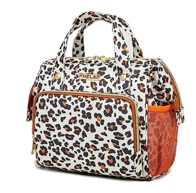FHELAD Small Diaper Backpack, Leopard Print Insulated Diaper Bag, Multiple Pockets Stroller Accessory, Comfortable Handle for Moms, Stylish Pañaleras para Bebe, Perfect Baby Carrier Bag - Image 7