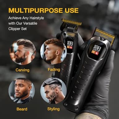 SUPRENT Cordless Hair Clippers for Men - Professional Hair Clipper & Trimmer Set, Wireless Hair Cutting Kit for Family, Rechargeable Cordless Hair & Beard Trimming Set for Men with LED Display (Black) - Image 7