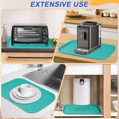 SMILOOL Silicone Pet Feeding Mat with Raised Edge for Food and Water, Dog Bowl Mats, Cat Bowls Placemat with High Lip for Floor Waterproof, Rubber Tray for Cats and Dogs 24 x 16 x0.8 Dark Turquoise - Image 8