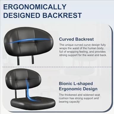 Misolant Drafting Chair Without Arms, Tall Office Chair with Footrest Ring for Standing Desk, Small Faux Leather Executive Office Chair with Adjustable Height for Bar Lab Counter Height Desk, Black - Image 4
