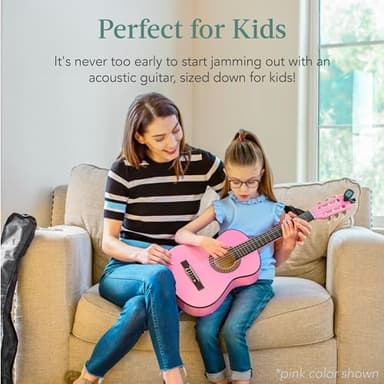 Best Choice Products 30in Kids Acoustic Guitar, All-in-One Beginner Starter Kit w/Strap, Case, Extra Strings, Rosette Inlay - Pink - Image 5