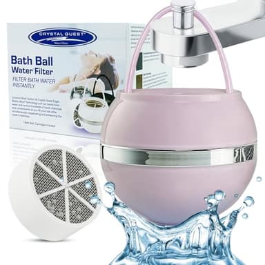 Crystal Quest Bath Ball Water Filter for Bathtub - 3-Stage Filtration, Removes Chlorine, Chloramine & Byproducts, 2,500 Gallons, BPA Free, pH Balanced Water, Fits Most Tubs, Easy Install - Pink - Image 2