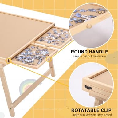 Yacona Puzzle Board 1500 Pieces,34.3”x 26.5” Jigsaw Puzzle Table with 4 Drawers and Cover,Portable Board Game Table with Folding Legs for Adults and Teens with No Installation Required - Image 2