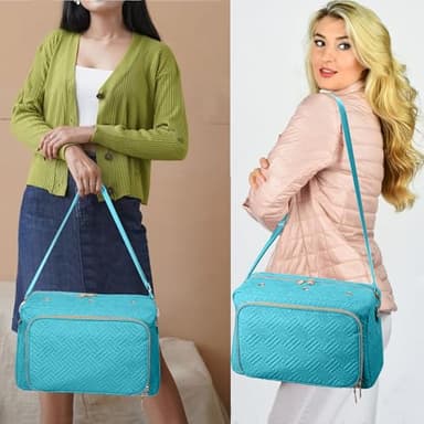EXLIFBAG Crochet Bag, Yarn Storage Organizer with Adjustable Shoulder Straps, Yarn Bag for Crochet Accessories, Knitting Needles & Crochet Hooks - Image 6