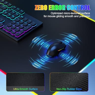 Mouse Pad with Phone Holder, Wireless Charging Desk Mat, RGB Gaming Mousepad Home Office Large Desk Pad with Ultra-Smooth Surface, Non-Slip Base, Waterproof Keyboard Pad, Classic Black Desk Mat - Image 5