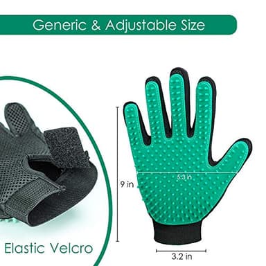 DELOMO Pet Hair Remover Gloves, 255 Tips, Deshedding Glove for Dog and Cat, Gentle De-Shedding Glove Brush, Green, 2 Count - Image 7