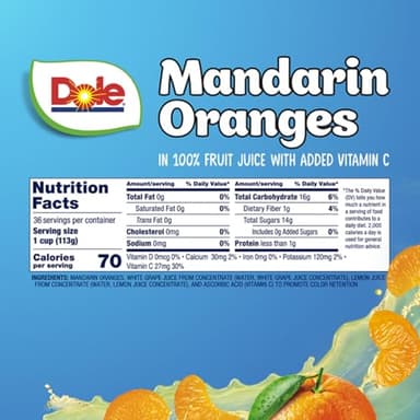 Dole Fruit Bowls Mandarin Oranges in 100% Juice Snacks, 4oz 36 Total Cups, Gluten & Dairy Free, Bulk Lunch Snacks for Kids & Adults - Image 2