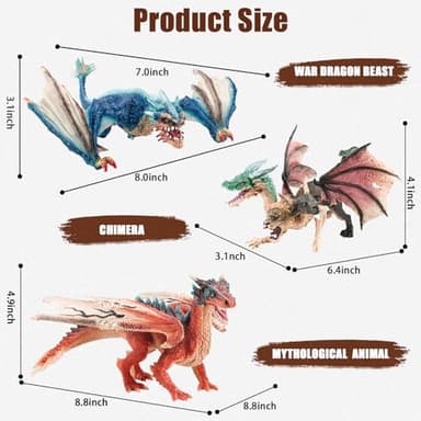 Mostop Dragon Toy Figures, 9’’ Realistic Battle Dragon Toys, 3 PCS Ancient Flying Dragon Figurines Plastic Fire Creature Dragon Models Decoration,Dragon Action Figure Kids Toys for Boys Girls Age 3+ - Image 7