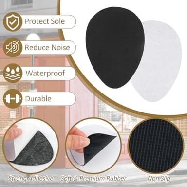 PEASUG 24PcsThick Anti Slip Shoe Grips on Bottom of Shoes, Self Adhesive Non Slip Shoe Pads Stickers, 1mm Rubber High Heels Non-Skid Shoes Gummi Sole Protector, Black - Image 3