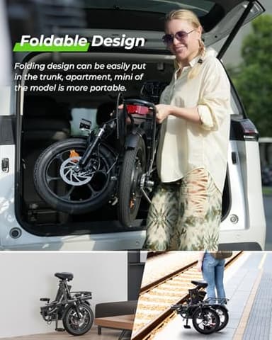 isinwheel U4 16" Folding Electric Bike for Adults, 750W Peak Motor with Max 55Miles PAS Range & 19MPH EBike, 374.4Wh Battery Electric Bicycles Step-Thru Commuter E Bikes for Adults and Teens - Image 8