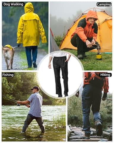 iCreek Men's Rain Pants Waterproof Over Pants Windproof Lightweight Hiking Pants Work Rain Outdoor for Golf, Fishing (Black, Large/30 Inseam) - Image 6