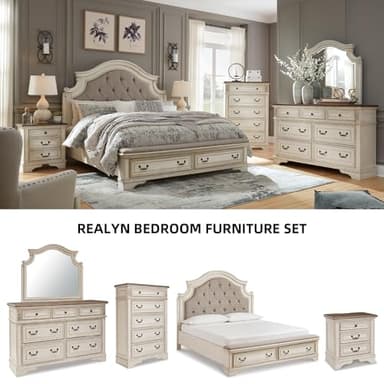 Signature Design by Ashley Realyn | French Country 7-Drawer Two-Tone Dresser – Fully Assembled, Decorative Corbels, Chipped White with Distressed Wood Top - Image 7