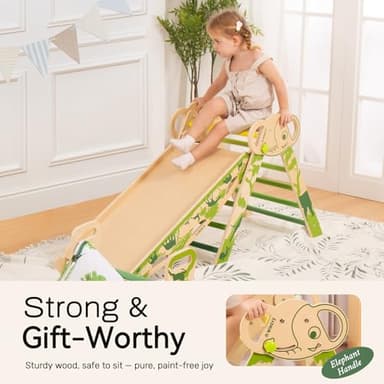 Wingyz 8-in-1 Pikler Triangle Set with Cushion-Wooden Baby Climbing Toys with Arch, Ramp & Ladder | Montessori Toddler Climber Indoor Jungle Gym for 1-3 Year Olds (Green) - Image 7