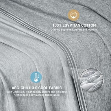 Elegear Revolutionary Cooling Blanket King Absorbs Heat to Keep Body Cool for Night Sweats, Arc-Chill3.0 Cool Fiber Q-Max>0.5 for Hot Sleepers, Lightweight Summer Cold Blankets for Sleeping 108" x 90" - Image 3