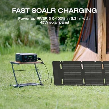 EF ECOFLOW Solar Generator RIVER 3 with 45W Solar Panel, 245Wh Portable Power Station LiFePO4 Battery, 300W Up to 600W AC Output, <20 MS UPS, 1Hr Fast Charging Power Station for Outdoor/Camping/RVs - Image 2