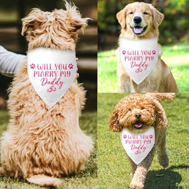 Will You Marry My Daddy Wedding Bandana Black White Dog Bandana Engagement Gift Funny Dog Bandana Wedding Photo Prop Pet Scarf Accessories for Pet Dog Lovers Gifts - Image 2