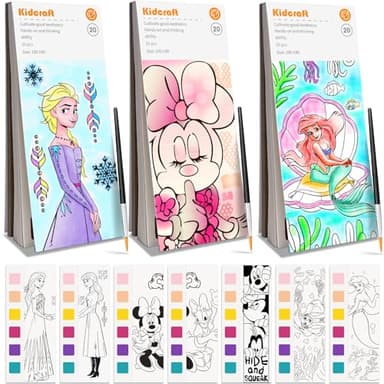 Paint with Water Coloring Books for Kids - 3 Pack, Pocket Mess Free Watercolor Painting Kit, Water Color Paint Set Arts and Crafts Gift for Girls Ages 4 5 6 7 8+, Travel Activity Toy - Image 1