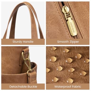 LOVEVOOK Laptop Tote Bag for Women 15.6 Inch Vintage Work Bag with Large Cup Holder, Waterproof Computer Teacher Bag - Image 6