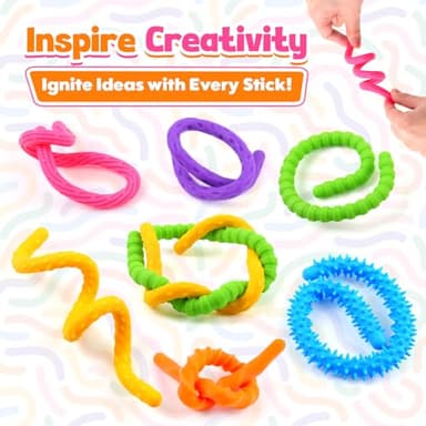 Fidget Toys Sensory Stick: Textured Silicone Sensory Toys for Kids 6 Pack, Stress Fidgets for Anxiety Relief Calming, Autism Classroom Must Haves, Stocking Stuffers for Teen Girls Boys Kids - Image 4