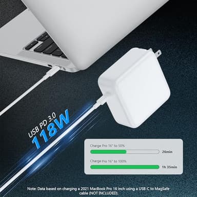 IEFUU 118W USB C Laptop Charger Compatible with MacBook Pro/MacBook Air 2022|2021|2020|2019|2018,Type-C PD Power Adapter Compatible with iPhone 16 Pro Max iPad Pro Air with 6.6ft C-C Fast Charge Cable - Image 5
