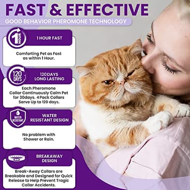 TriOak Calming Collar for Cats: Pheromone-Infused Behavior Support, Long-Lasting 30-Day Effect, Adjustable & Waterproof, 4-Pack (Purple) - Image 4