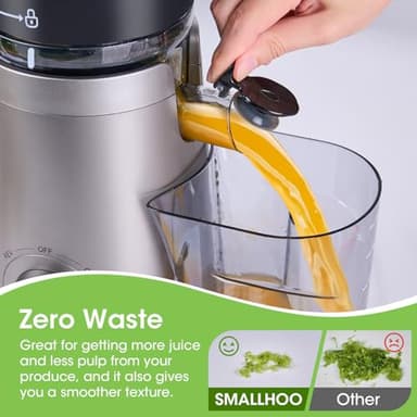 SMALLHOO Juicer Machines, 5.8" Wide Feed Chute Cold Press Juicer for Whole Vegetables & Fruits, High Juice Yield, BPA Free (Slivery) - Image 3