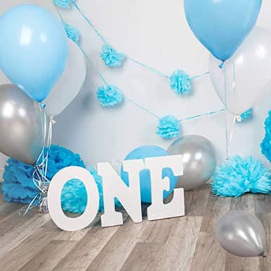 OuMuaMua 62pcs Blue Silver White Confetti Balloons Kit, 12 Inch White Royal Blue Metallic Silver Confetti Balloons for Boy Birthday Baby Shower Graduation Party Supplies - Image 8