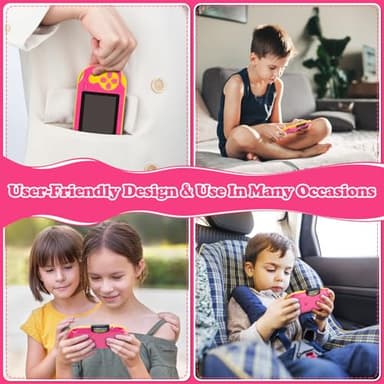 16 Bit Handheld Game for Kids, Video Game Player with Built in 230 HD Games, 3.0'' Screen Retro Electronic Machine with 3 Cartridges, Portable Rechargeable Games for Ages 3-12 (Rose Red) - Image 5