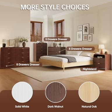 FURSUN Fluted 6 Drawers Dresser for Bedroom, 54" Wide Wooden Dresser with Metal Handle, Curved Profile Design, Modern Storage Organizer for Bedroom, Hallway (Walnut) - Image 7