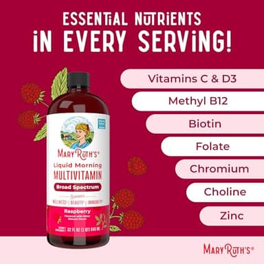 MaryRuth Organics Liquid Morning Multivitamin for Women, Men & Kids | Vitamin A C D E B6 B12 Biotin Zinc | Beauty | Vegan | Non-GMO | Gluten Free | 32 Servings - Image 7