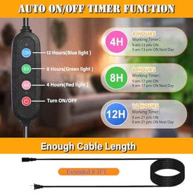 GroCruiser Grow Light with Tripod Stand and Timer, Sunlight Full Spectrum Grow Lights for Seed Starting, 25W 2000Lm LED Growing Lamps for Tall Plants, Bonsai Tree, Height Adjustable 12"-48" - Image 2
