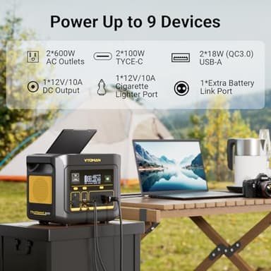 VTOMAN FlashSpeed 600, Portable Power Station 499Wh, 70Min Fully Charged, 600W(Peak 1200W) LiFePO4 Battery Solar Generator, 9 Output Ports for Vehicle Emergency, Road Trip, Outdoor Camping - Image 4