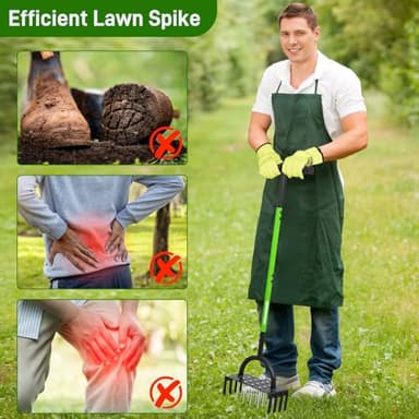 Manual Lawn Aerator Tool, 2-in-1 Spike Air Aerators and Core Aerator, 16 Iron Spikes, 8 Cores Grass Aeration,Pre-Assembled Spike Manual Dethatching & Soil Aerator Garden Tools - Image 7