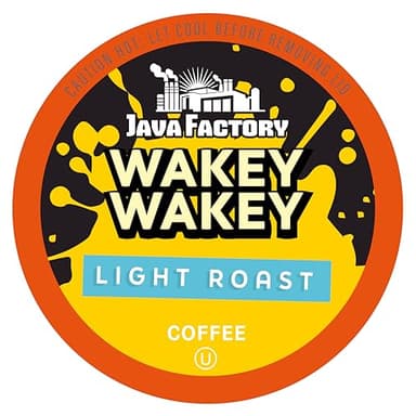 Java Factory Coffee Pods Light Roast Coffee Compatible with K Cup Brewers Including 2.0, Wakey Wakey, 80 Count - Image 1