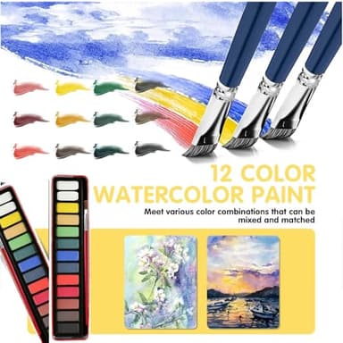 Watercolor Workbooks Coloring Book Easy Nature Scenes Beginner Friendly Watercolor Paint Set Art Crafts Painting Kit for Creative Exploration Gift for Adults Teens (Flowers, without palette) - Image 3